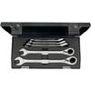 Open end spanner set withring ratchet, reversible 8-19mm 5-pc.